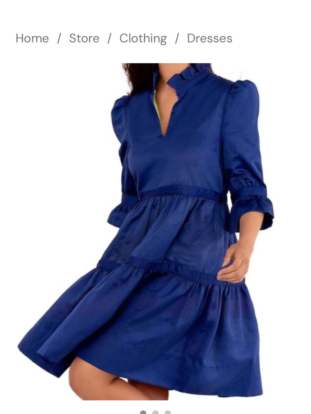 Gretchen Scott Designs Sapphire Blue Tiered V-Neck Mini Dress